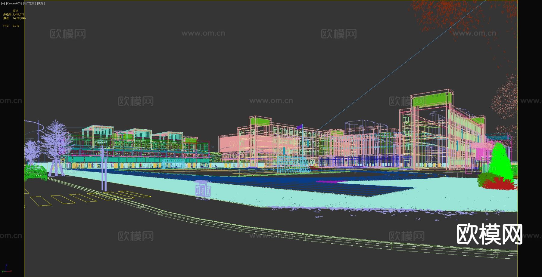 现代学校外观 教学楼3d模型