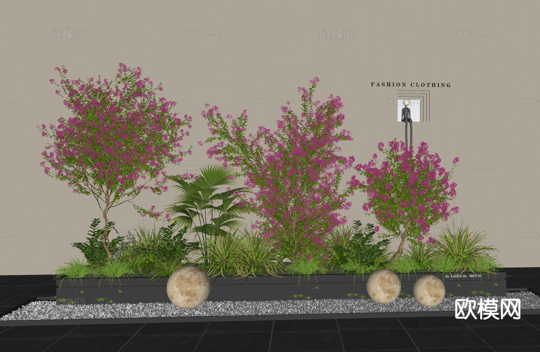 三角梅 植物堆 景观造景su模型下载（渲染图1）