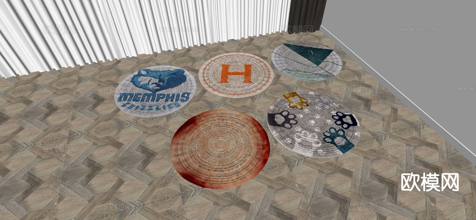 创意地毯 圆毯su模型下载（渲染图1）