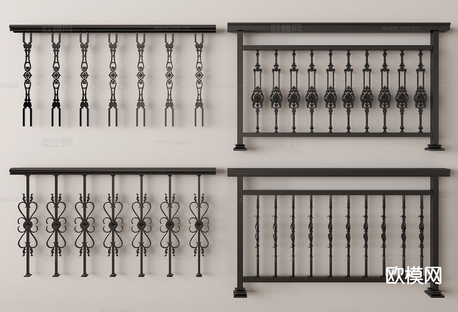 美式铁艺栏杆 围栏 护栏 扶手su模型下载（渲染图2）