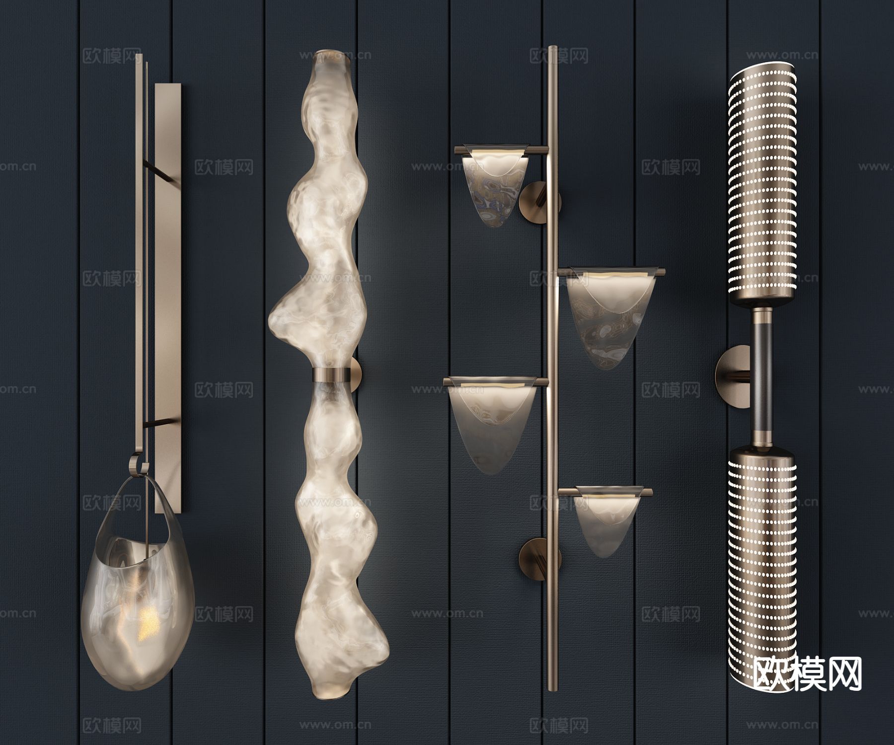 现代壁灯su模型下载（渲染图2）