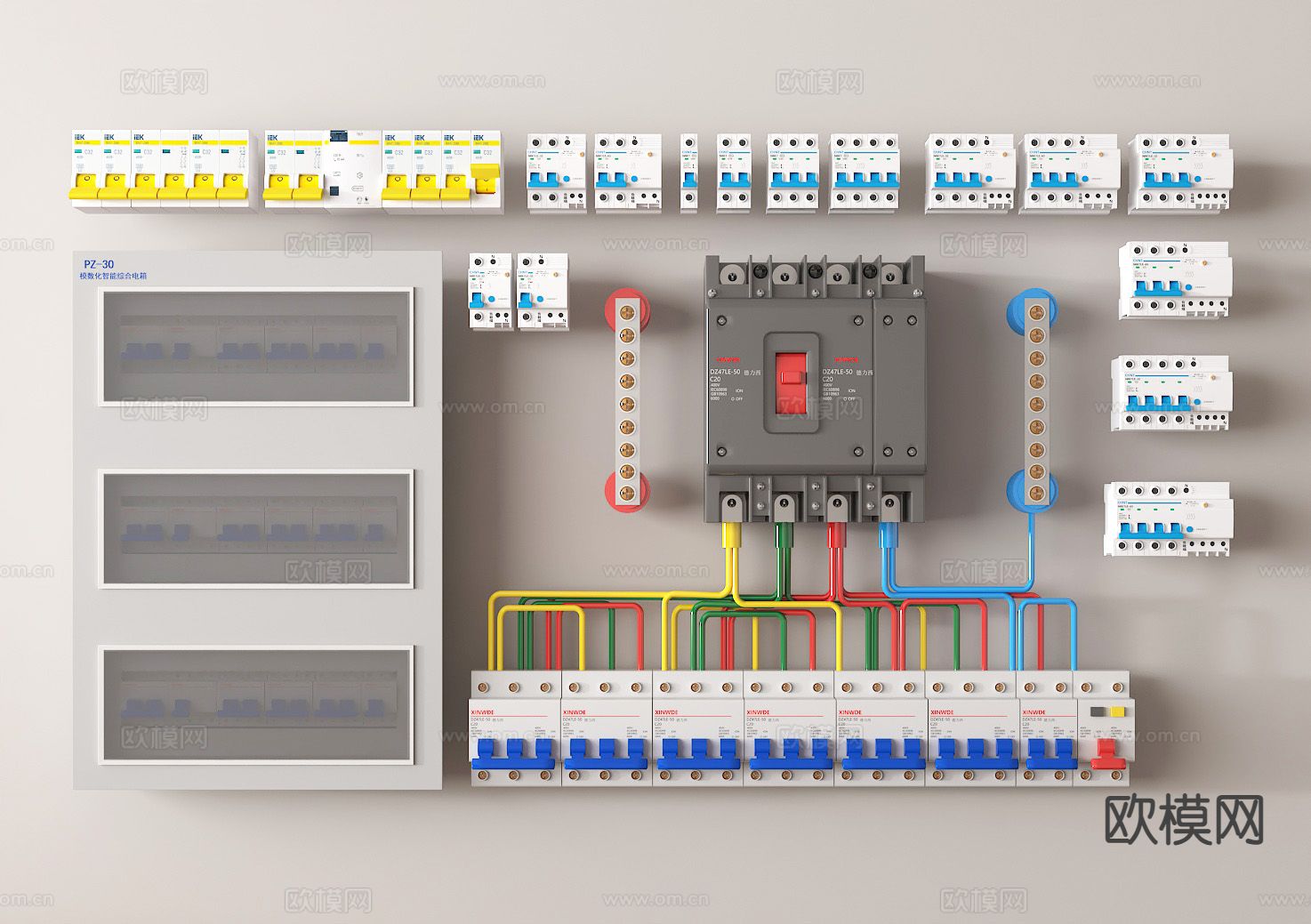 电源开关 断路器 漏电保护器 电源总闸 电闸箱 空气开关3d模型