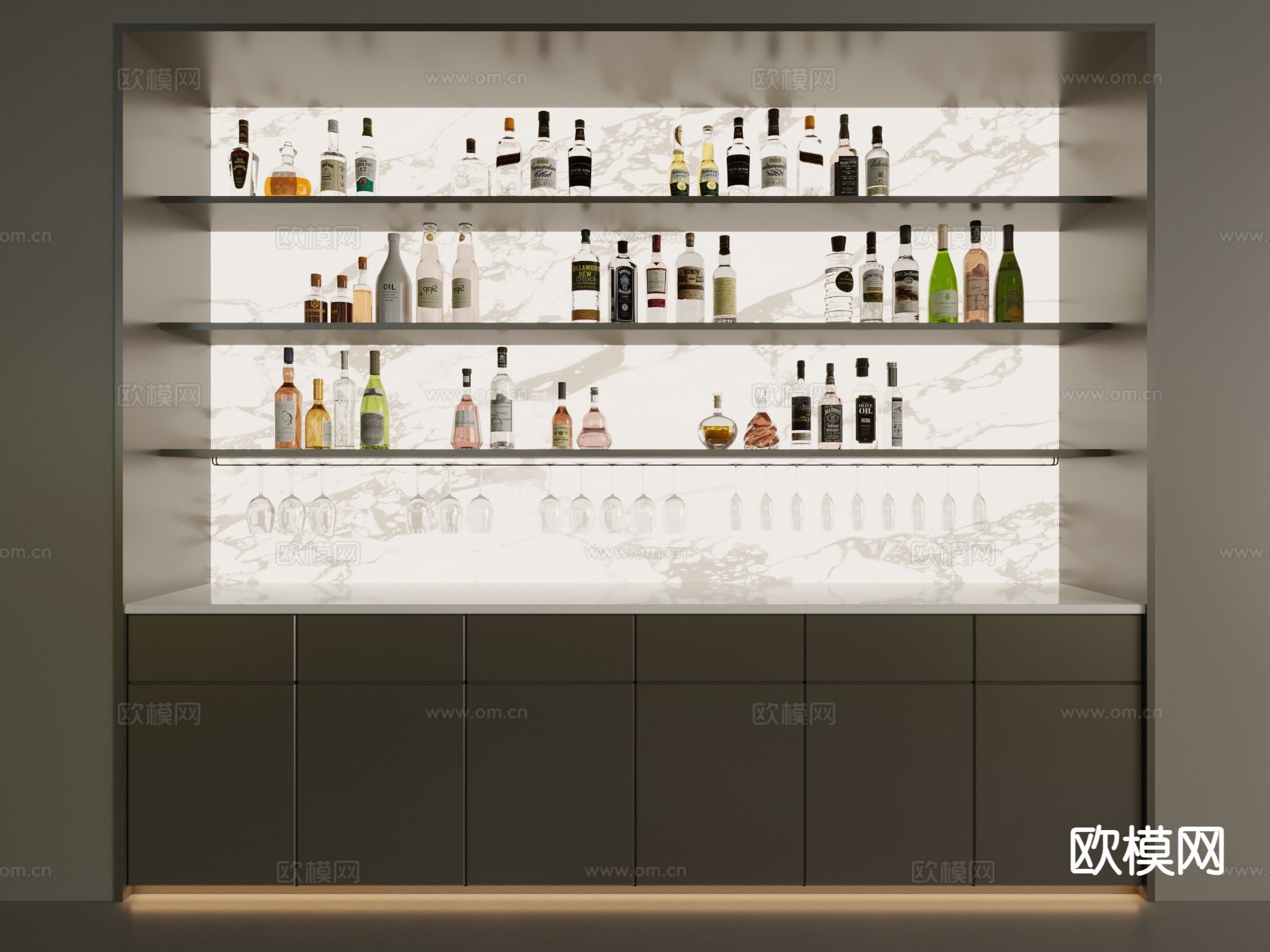 现代酒柜3d模型下载