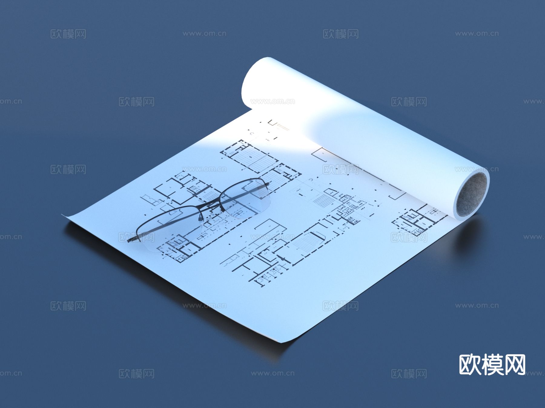 眼镜 图纸 设计图 稿纸 纸张3d模型