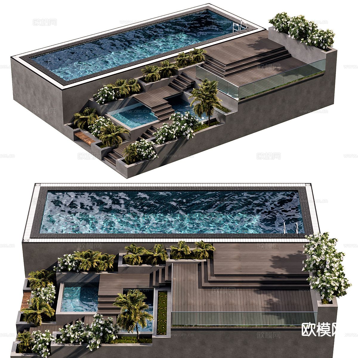 户外景观 水池 户外游泳池3d模型