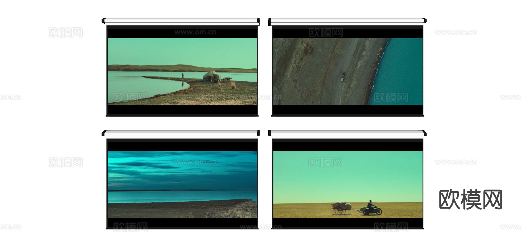 现代投影仪 幕布su模型下载（渲染图1）