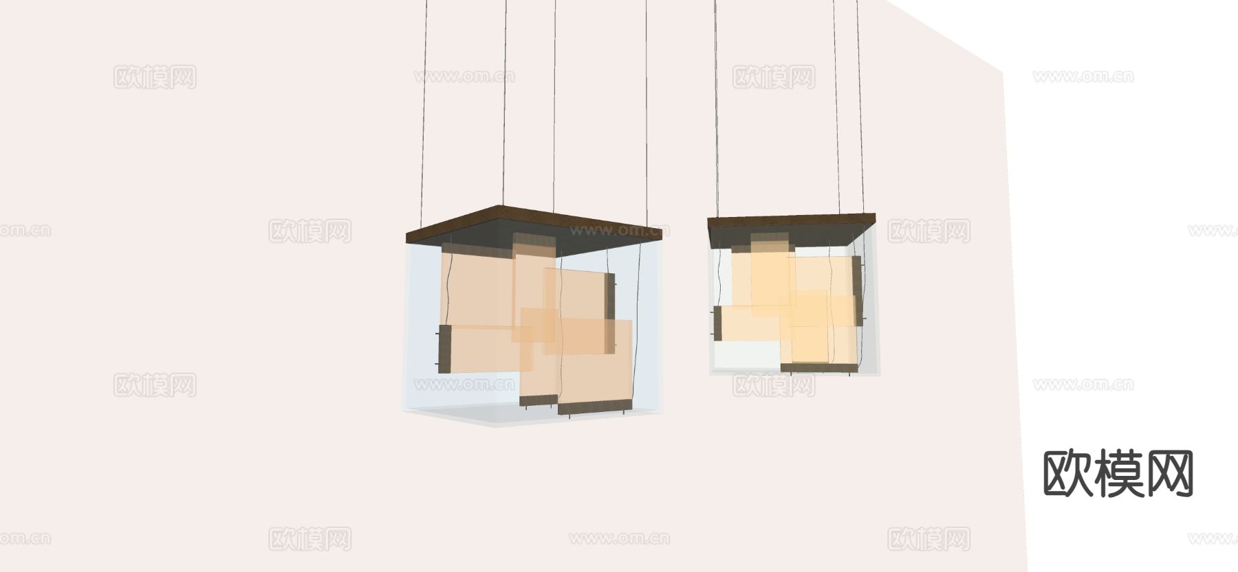 现代吊灯su模型下载（渲染图1）