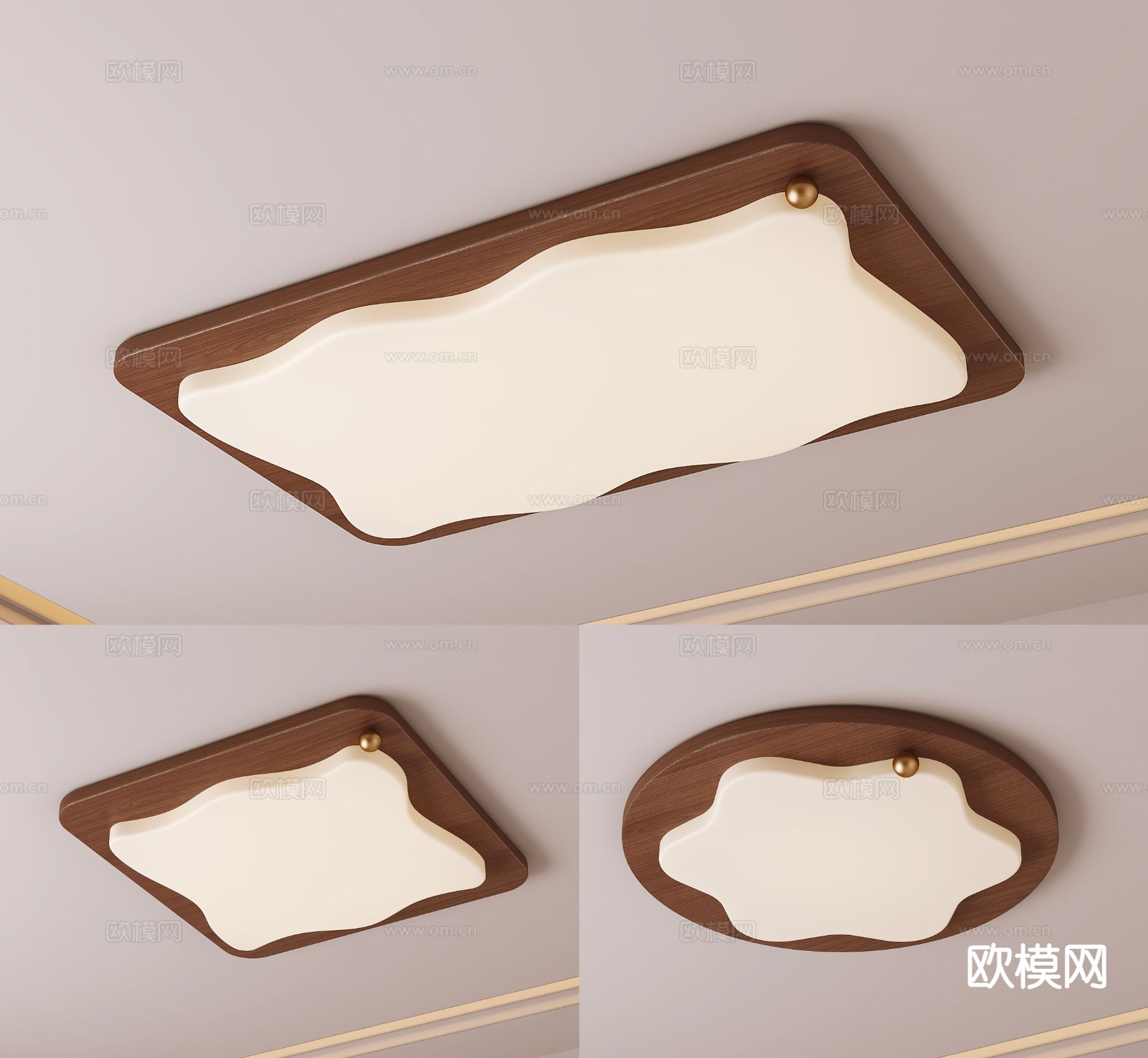 中古风吸顶灯3d模型下载