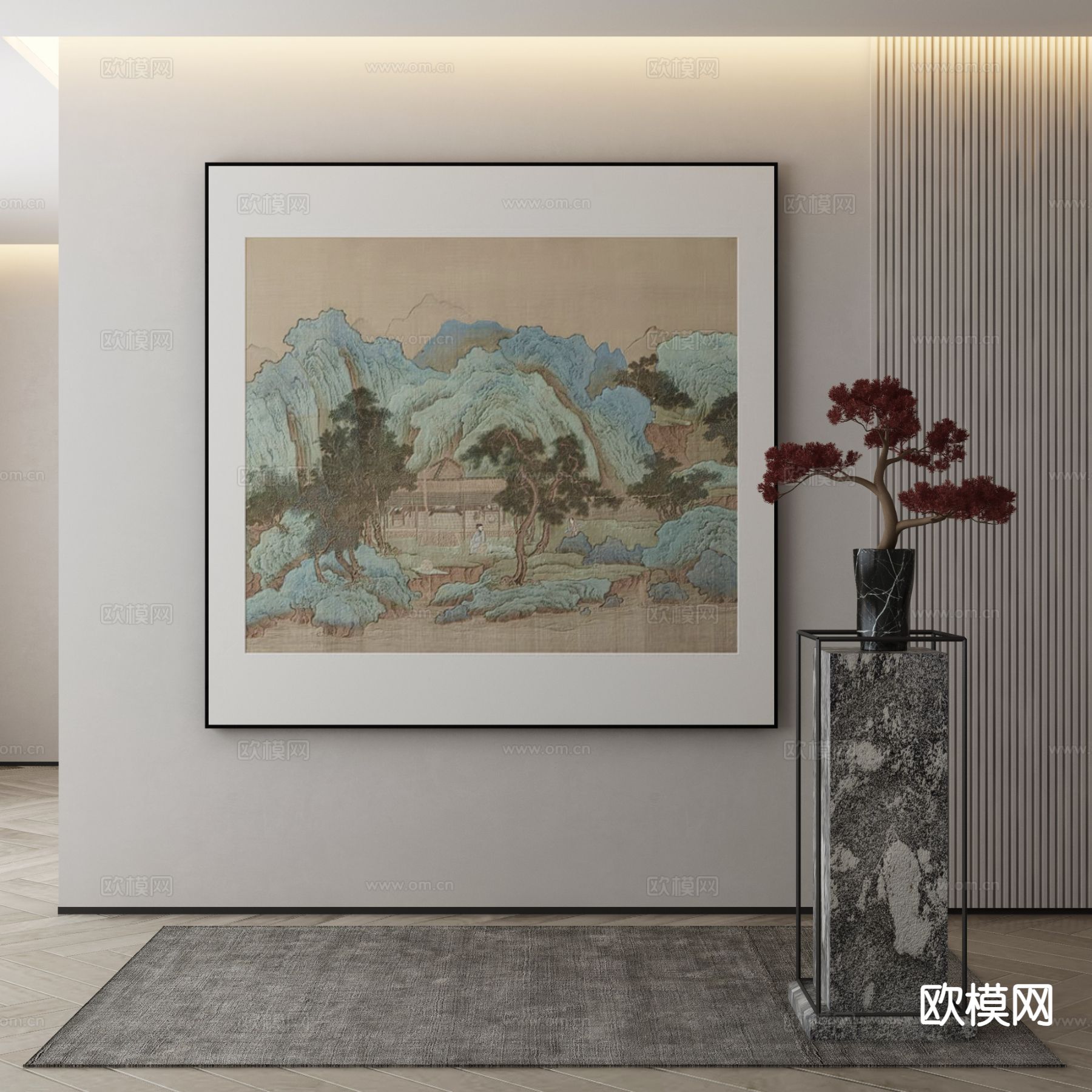 新中式装饰画 山水画 禅意挂画3d模型