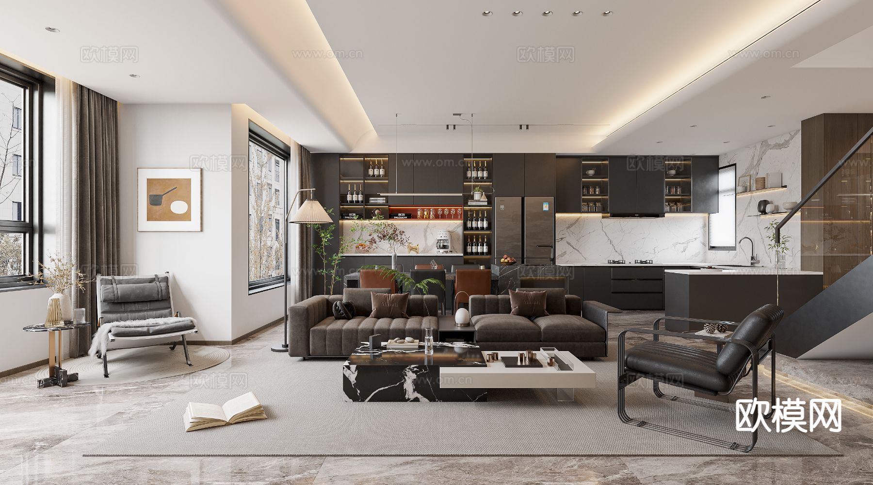 意式客餐厅3d模型下载（渲染图3）