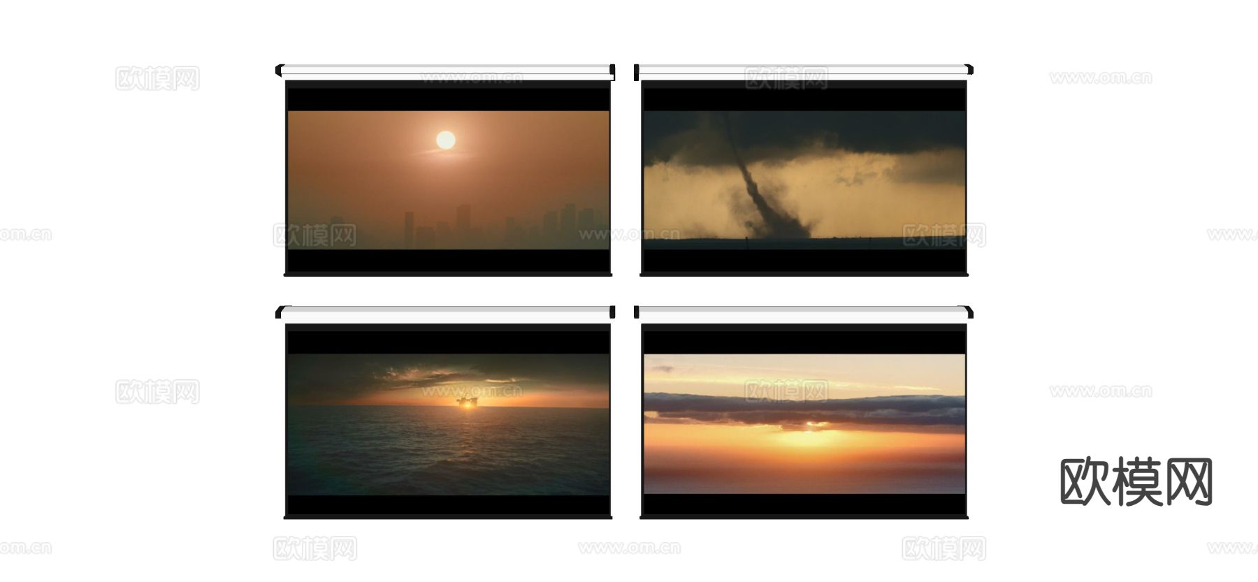 现代投影仪 幕布su模型下载（渲染图1）