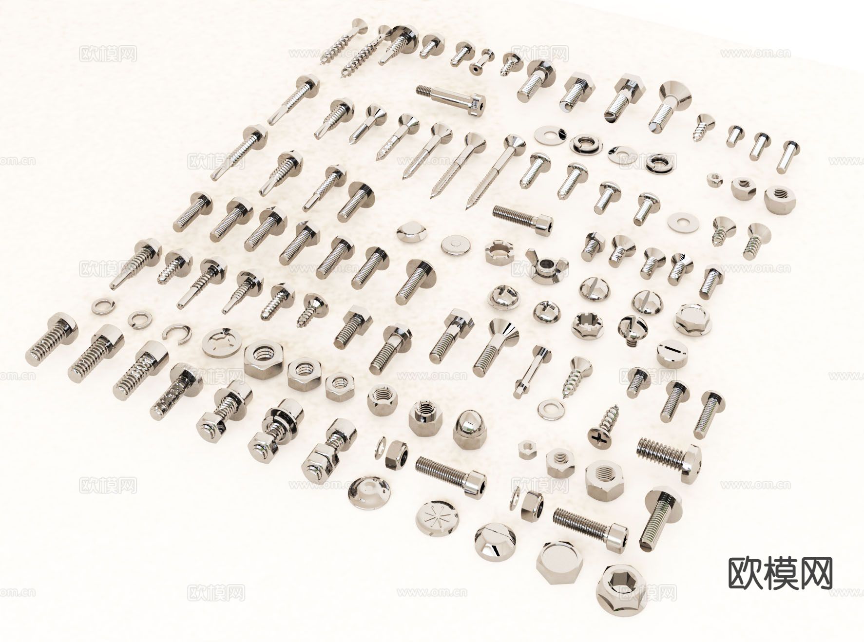 螺丝 钉子 螺丝帽 螺母 金属垫 五金件su模型