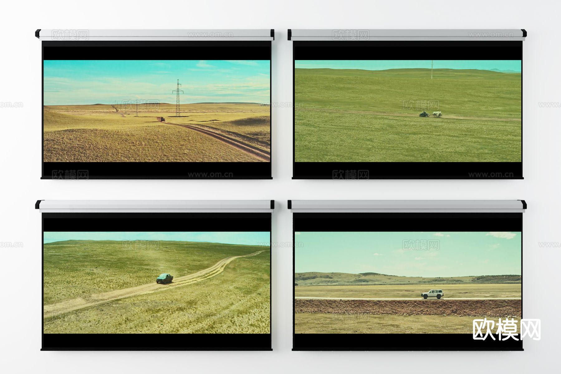 现代投影仪 幕布su模型下载（渲染图2）