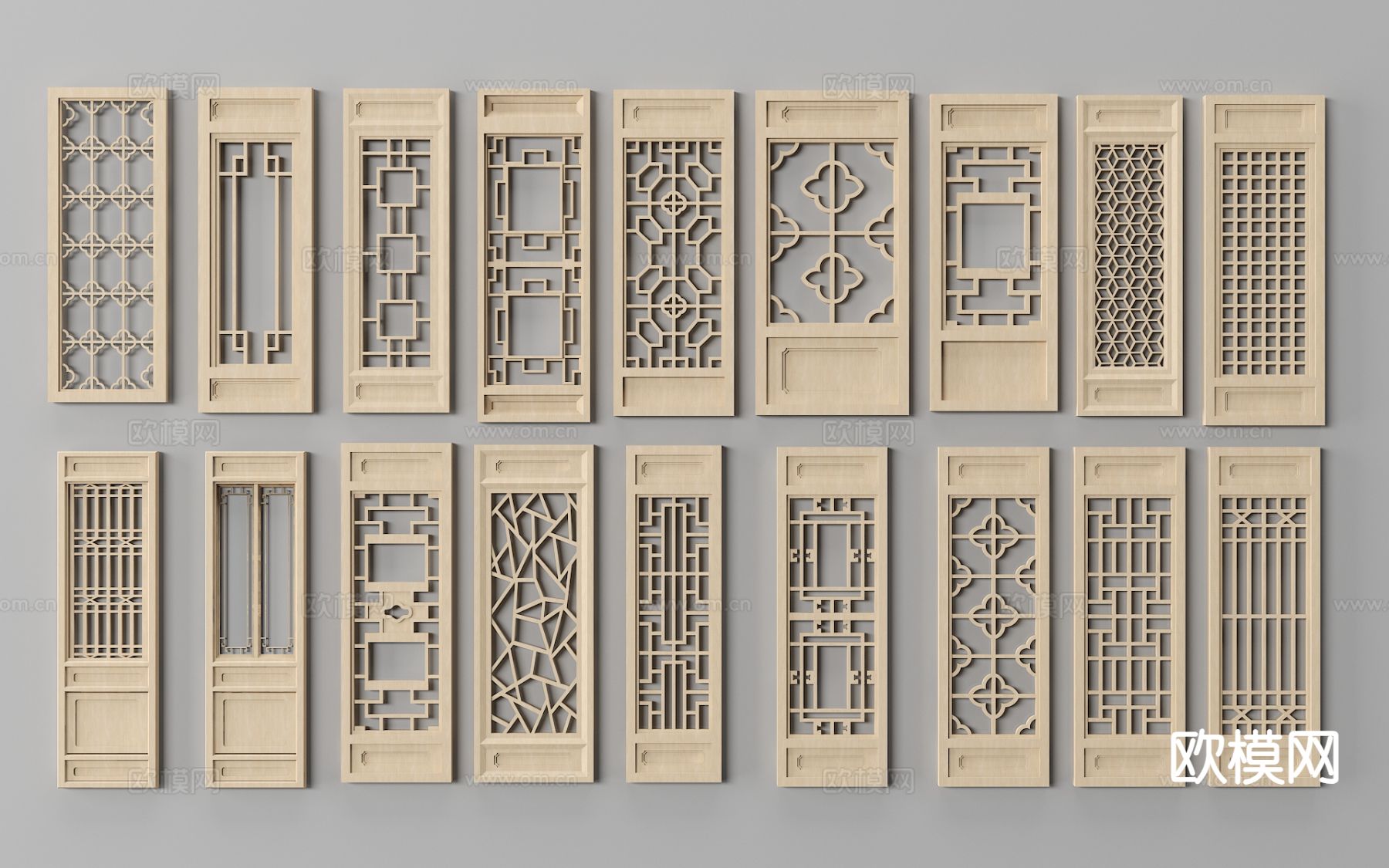 中式镂空隔断3d模型