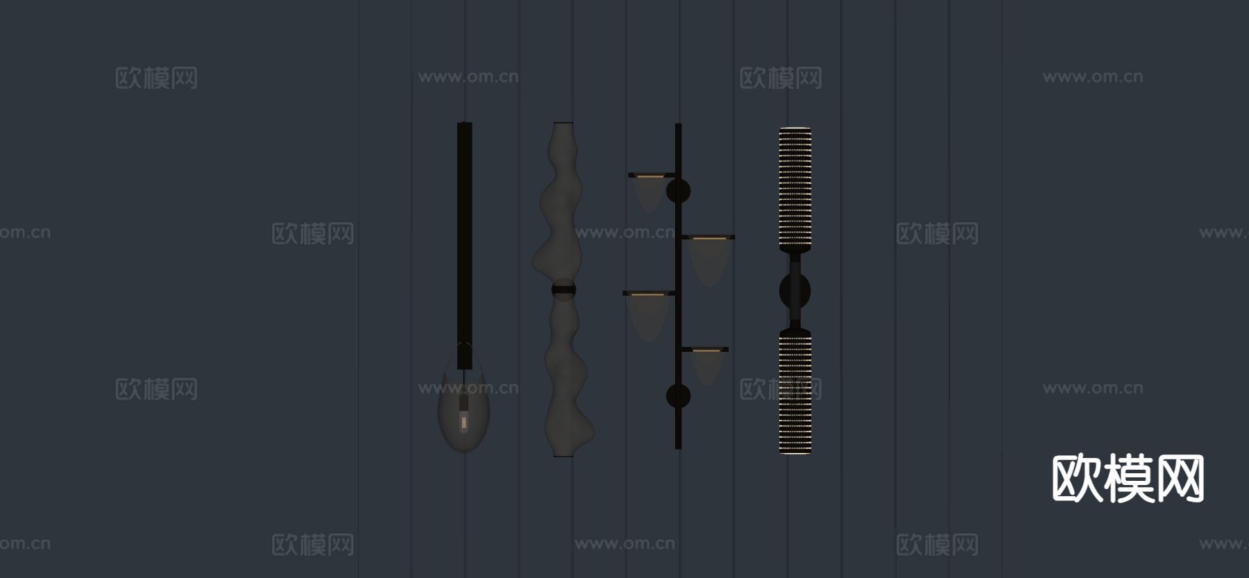 现代壁灯su模型下载（渲染图1）