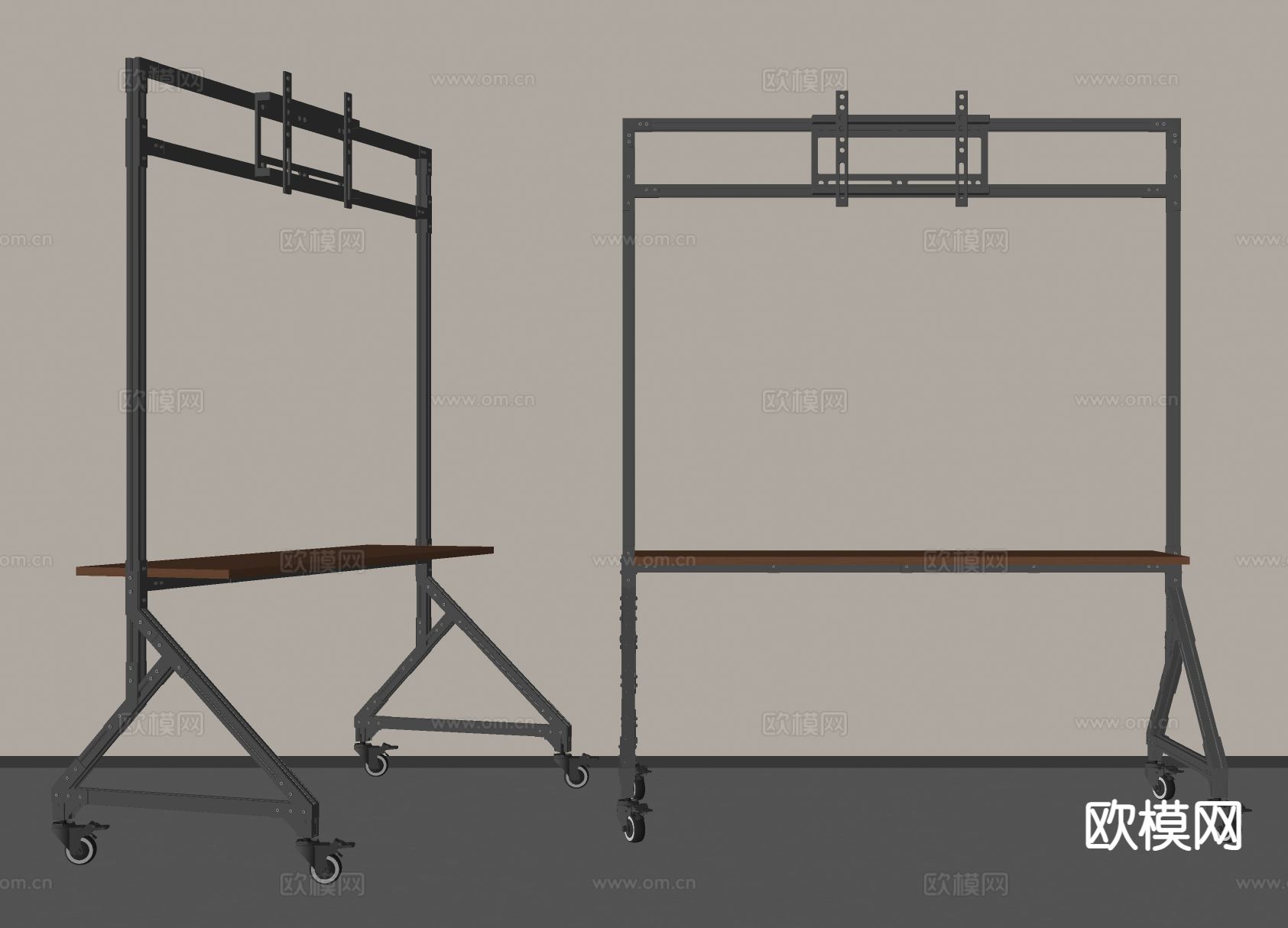 现代电视支架 移动电视支架su模型