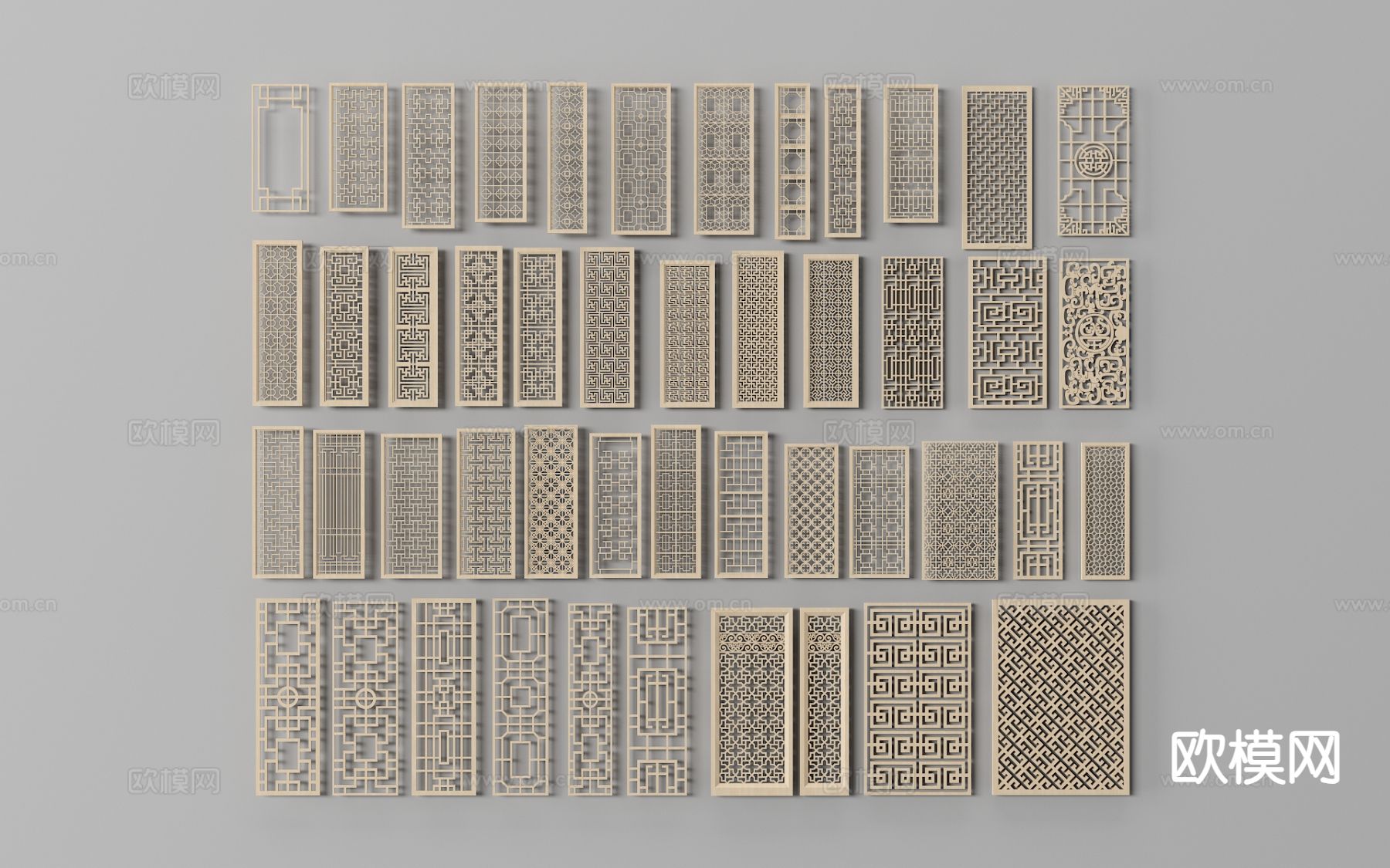 中式镂空隔断 木隔断3d模型