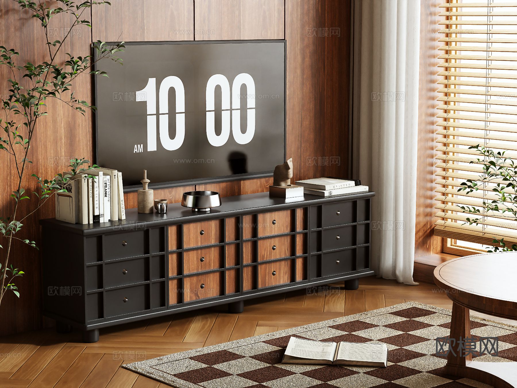 中古风电视柜3d模型下载