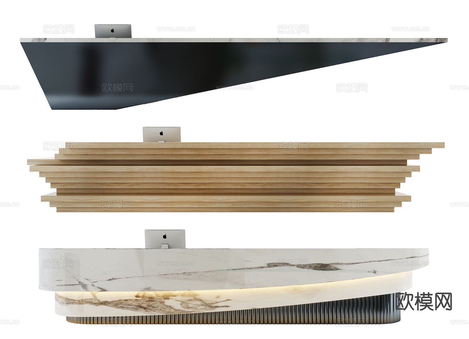 现代前台 接待台 服务台su模型下载（渲染图2）