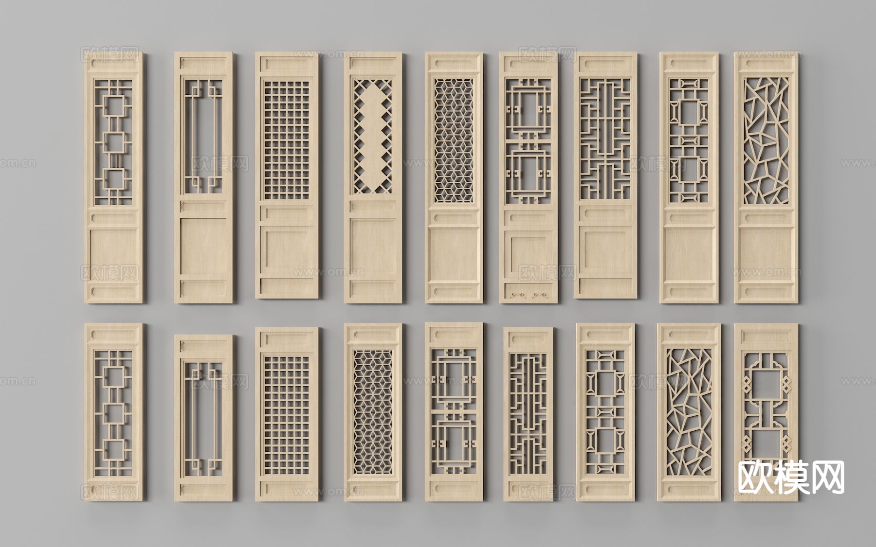 中式镂空隔断 木隔断3d模型