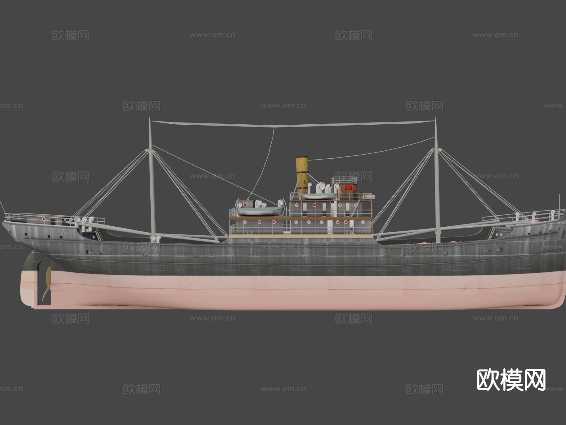 费里斯蒸汽货轮 轮船3d模型