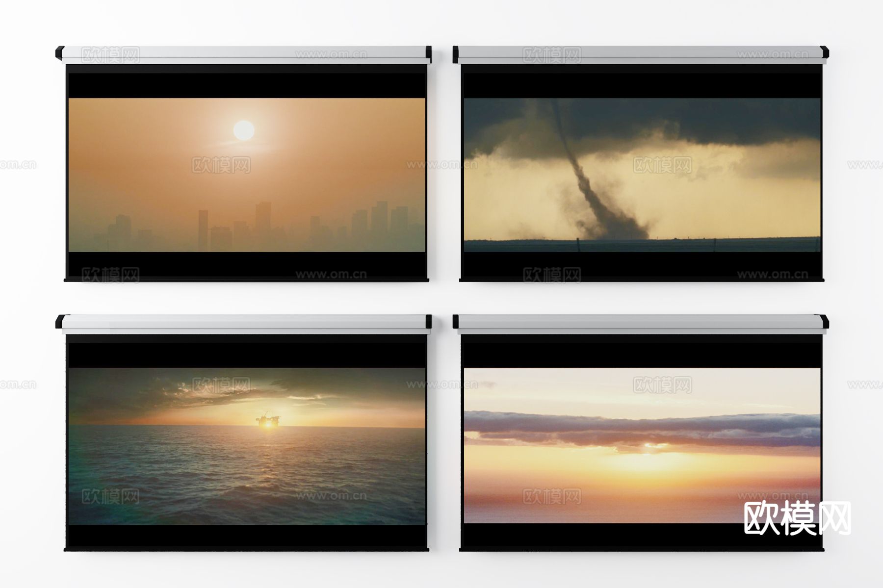 现代投影仪 幕布su模型下载（渲染图2）