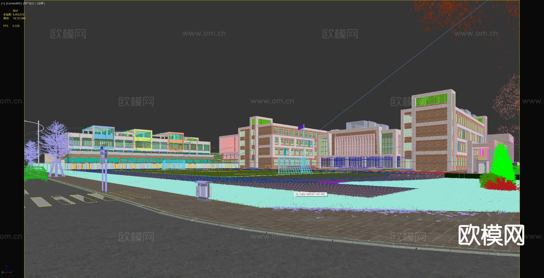 现代学校外观 教学楼3d模型