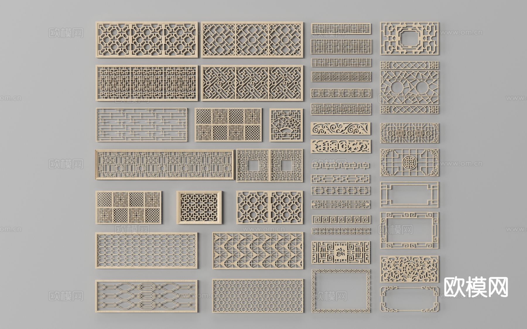 中式镂空隔断 木隔断3d模型