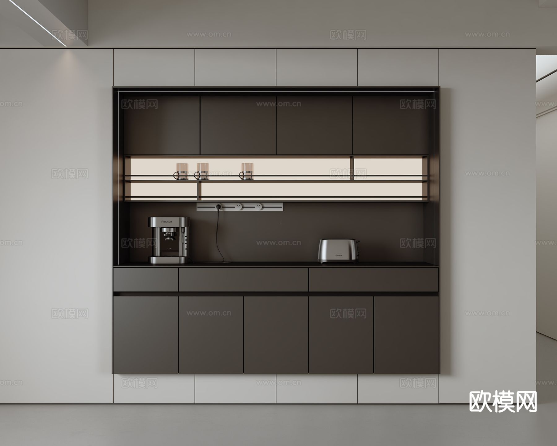 现代极简餐边柜3d模型下载