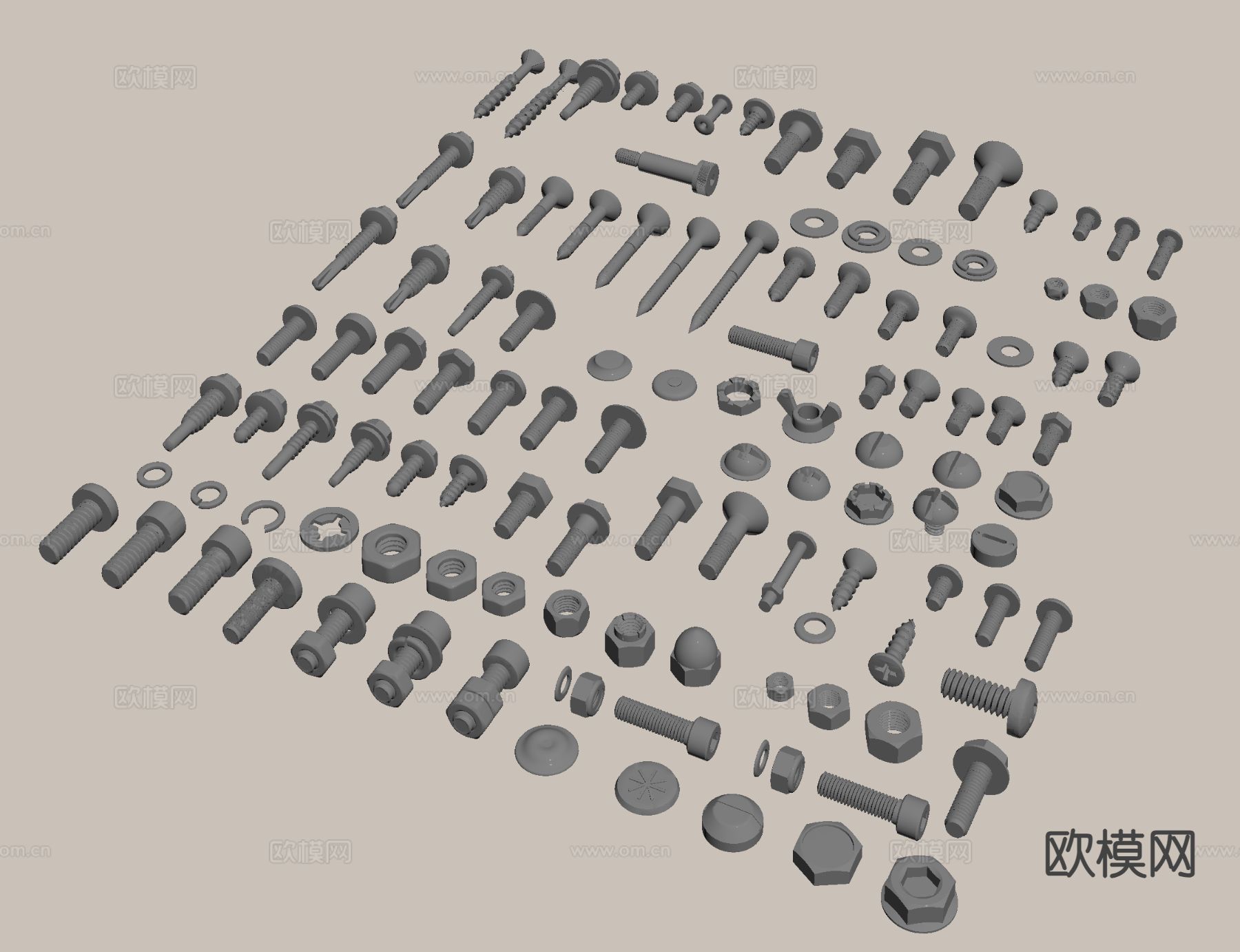 螺丝 钉子 螺丝帽 螺母 金属垫 五金件su模型