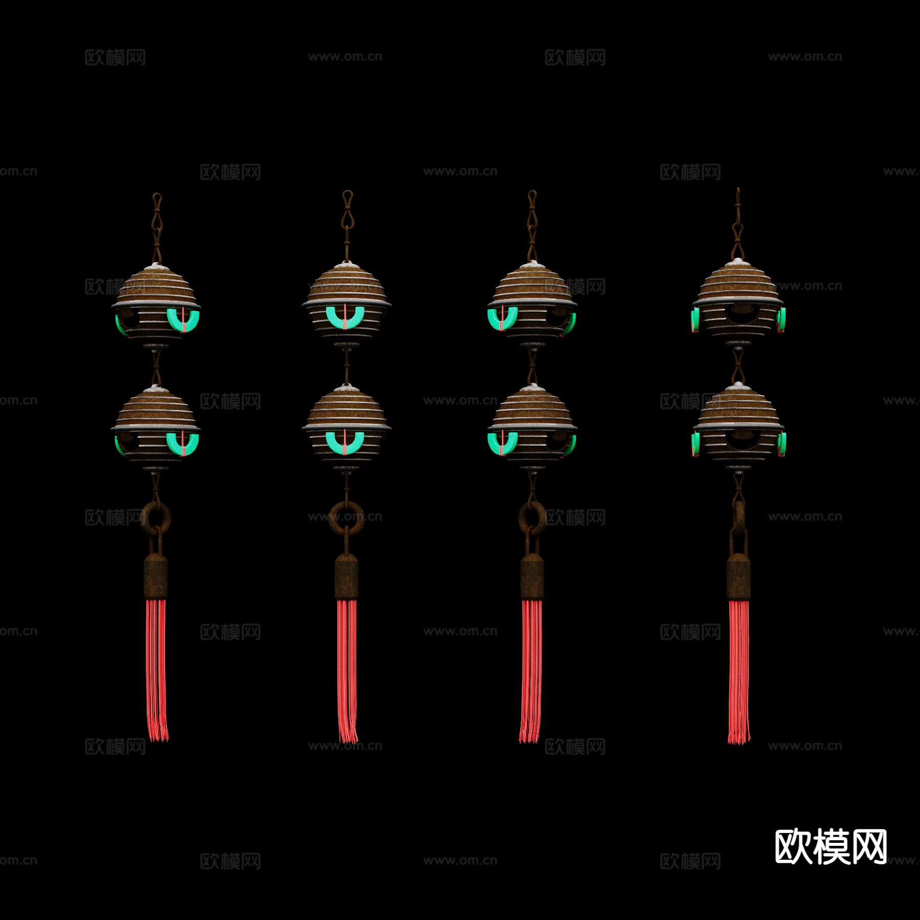 中式挂饰 铃铛 祈福挂件3d模型