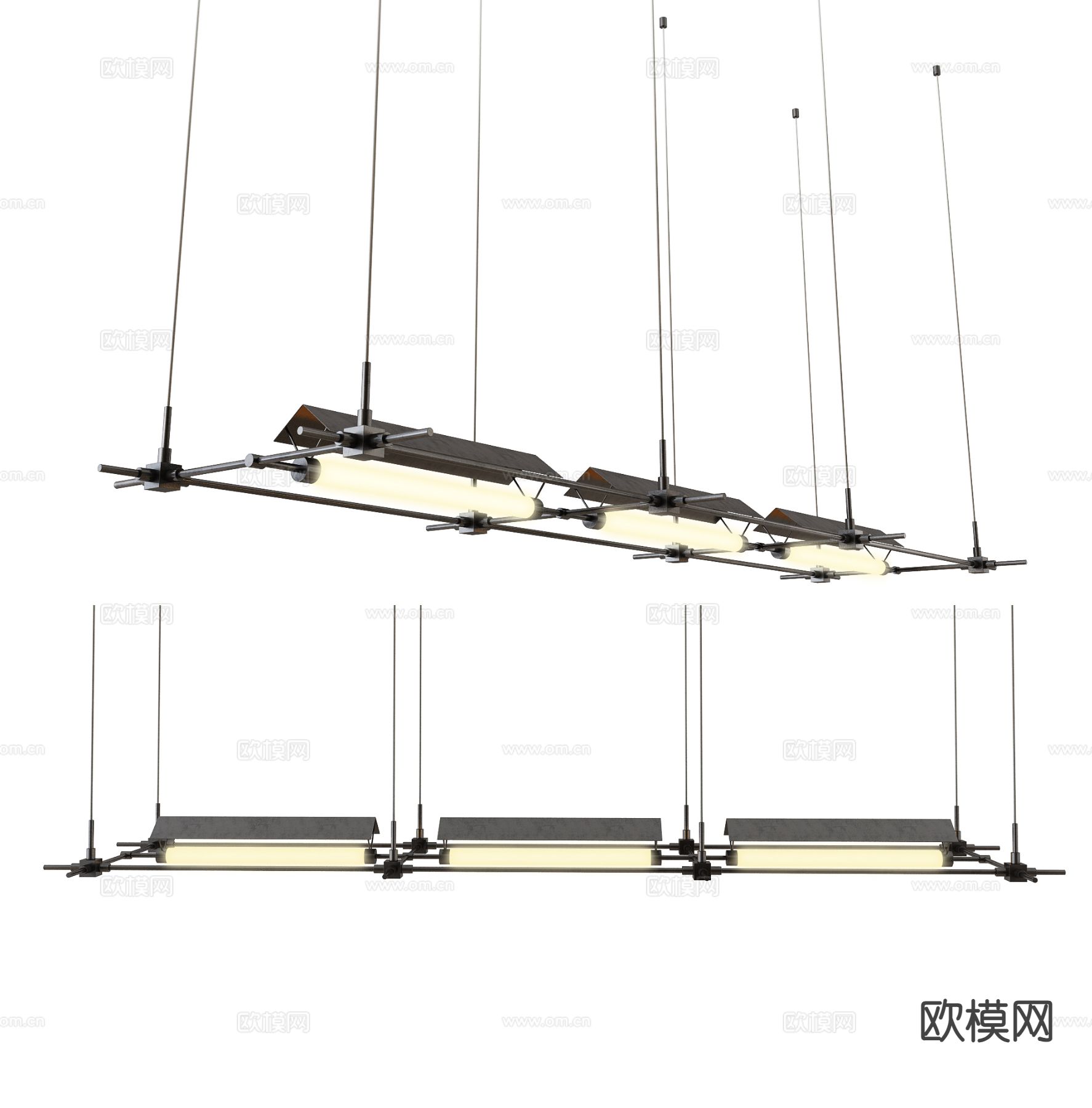 办公吊灯 长条吊灯su模型