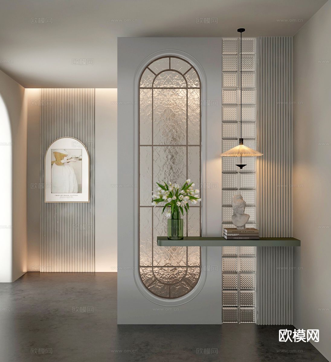 法式玄关隔断 玻璃隔断3d模型下载