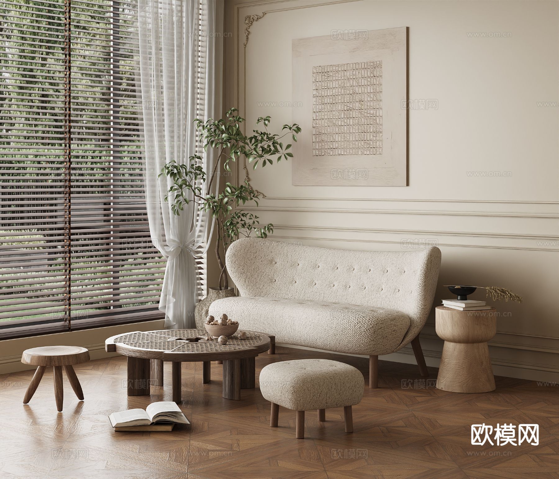 中古风组合沙发3d模型下载