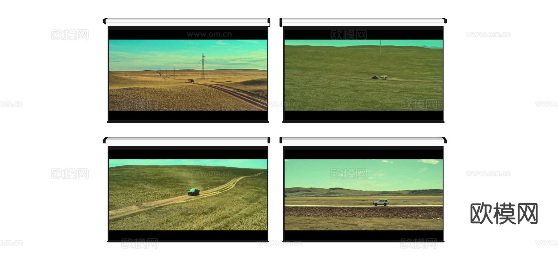 现代投影仪 幕布su模型下载（渲染图1）