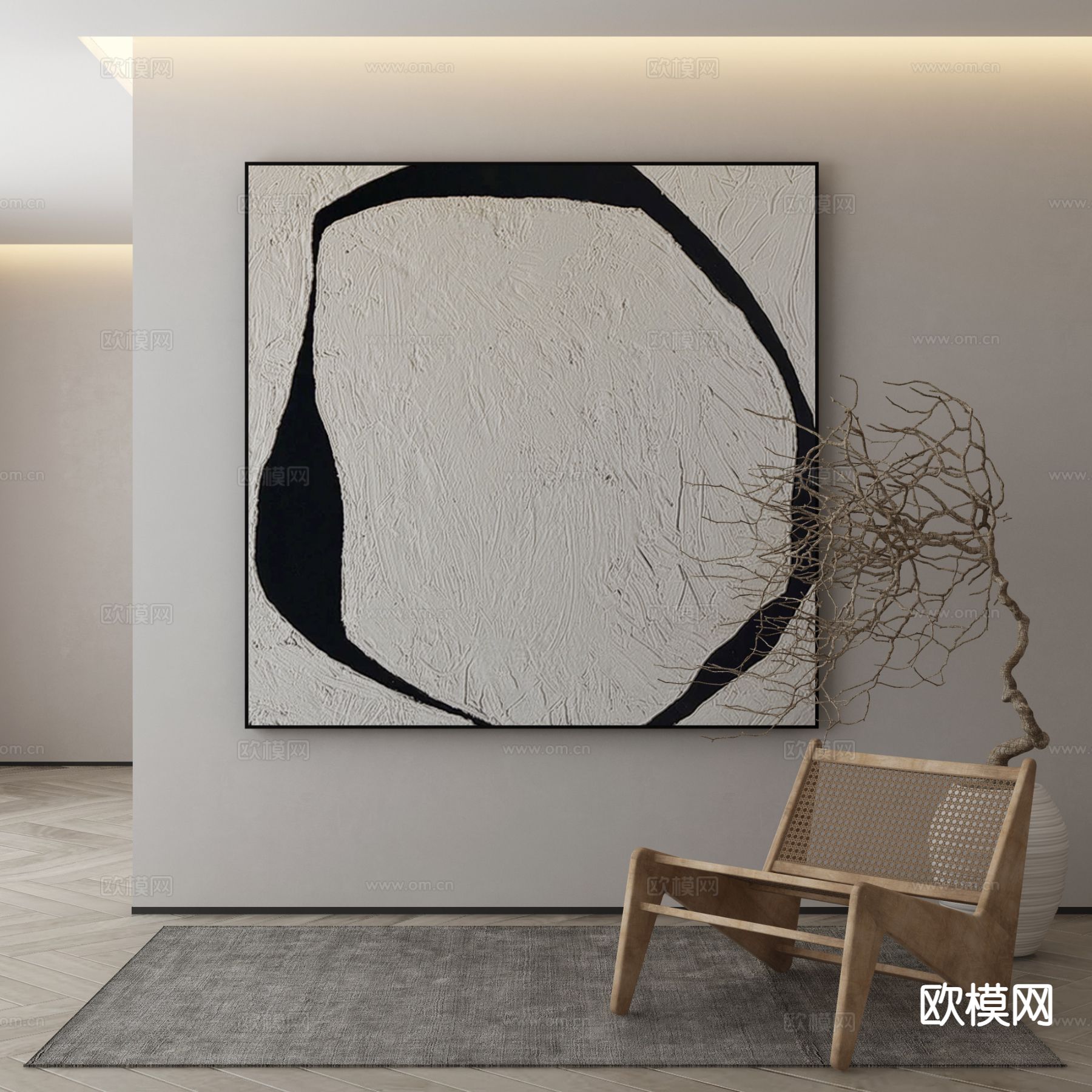 现代装饰画 黑白挂画3d模型