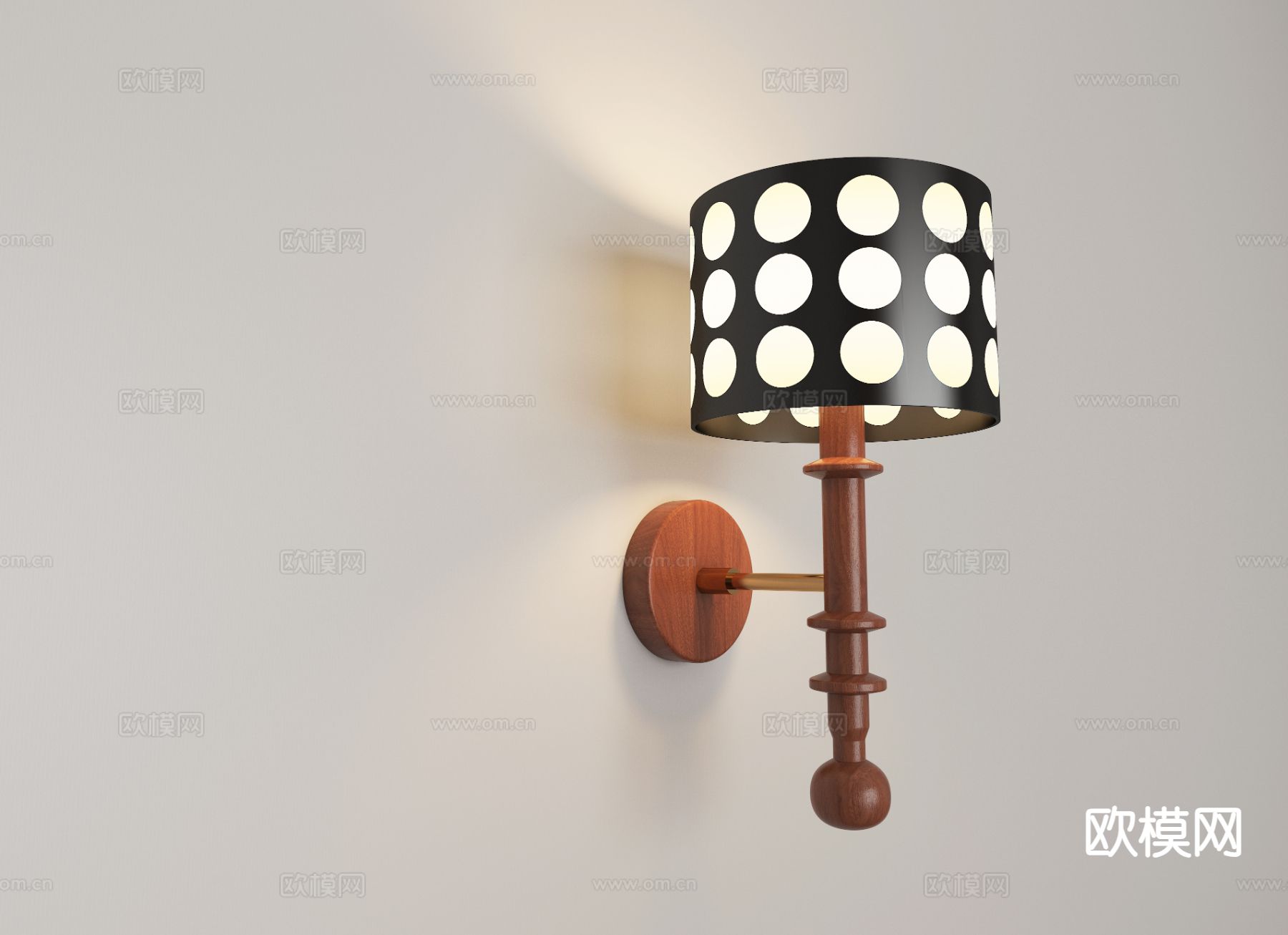 中古风壁灯 复古壁灯3d模型下载（渲染图2）