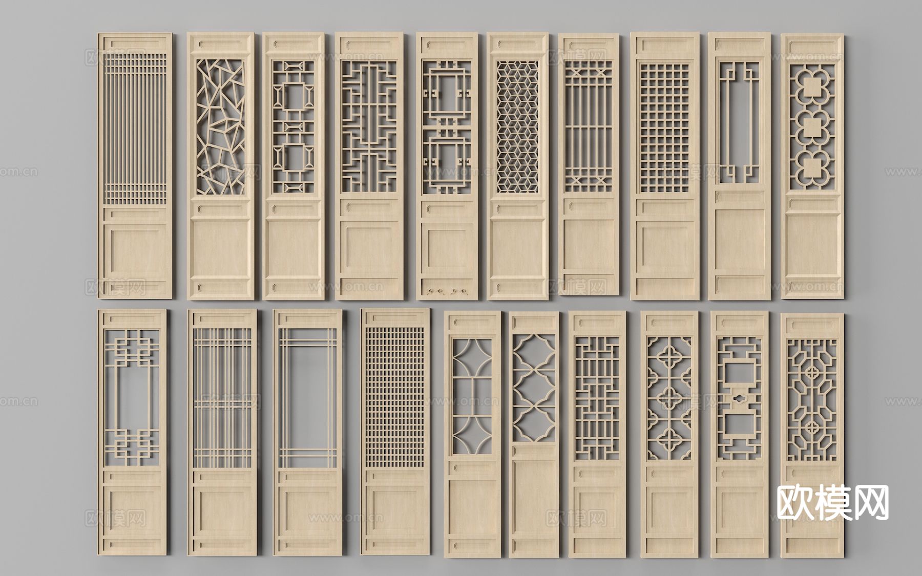 中式镂空隔断 木隔断3d模型