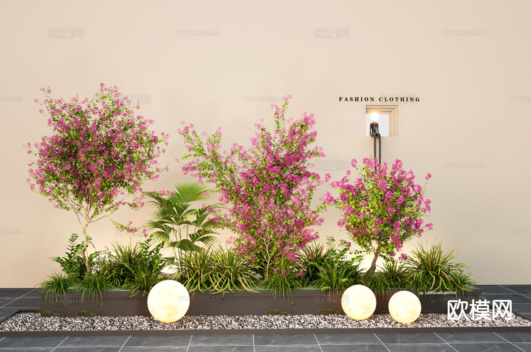 三角梅 植物堆 景观造景su模型下载（渲染图2）