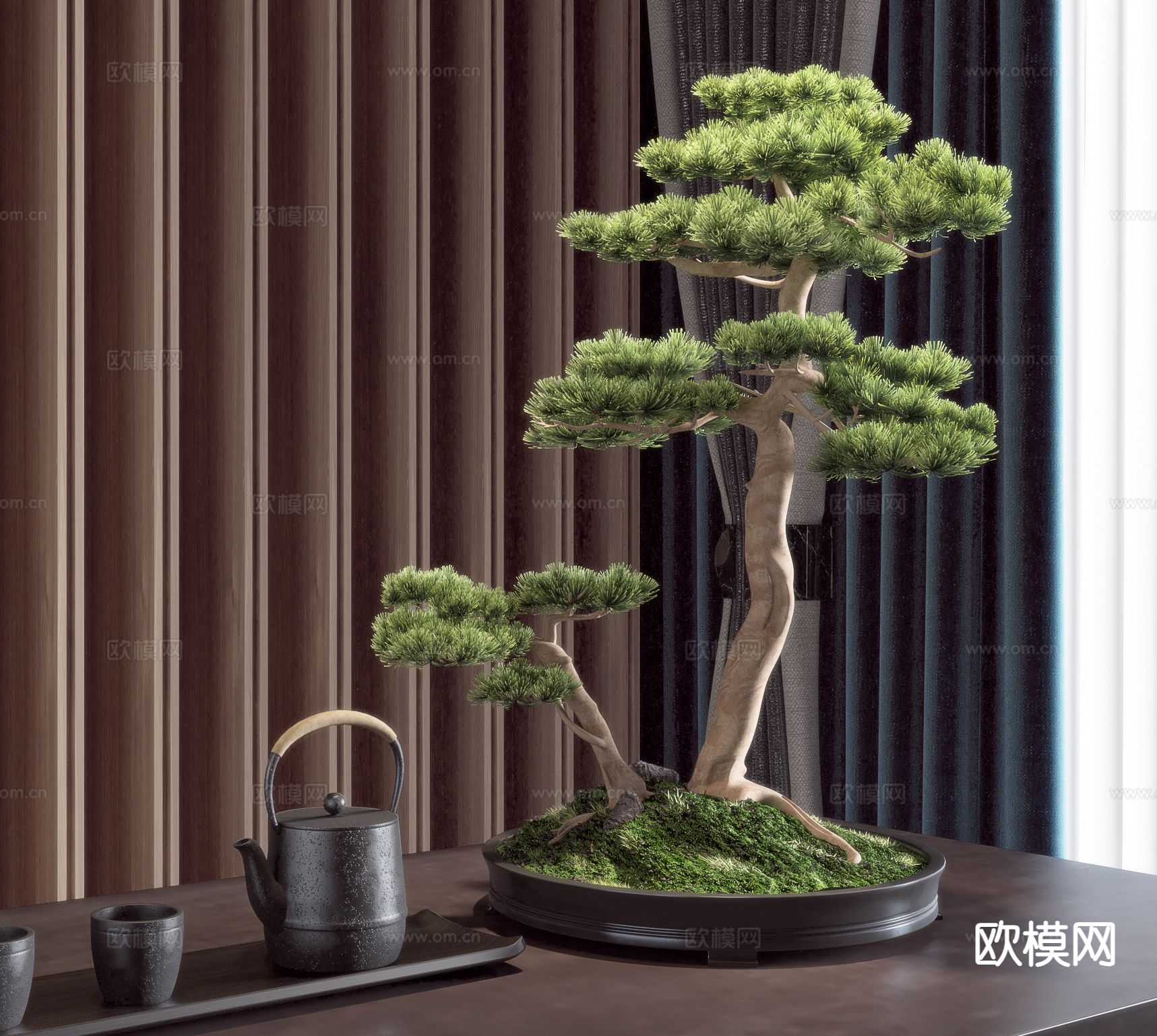 新中式松树 盆栽 盆景3d模型