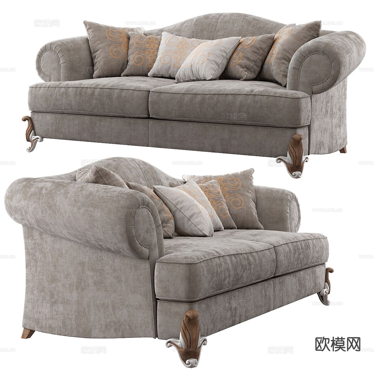 简欧双人沙发3d模型下载