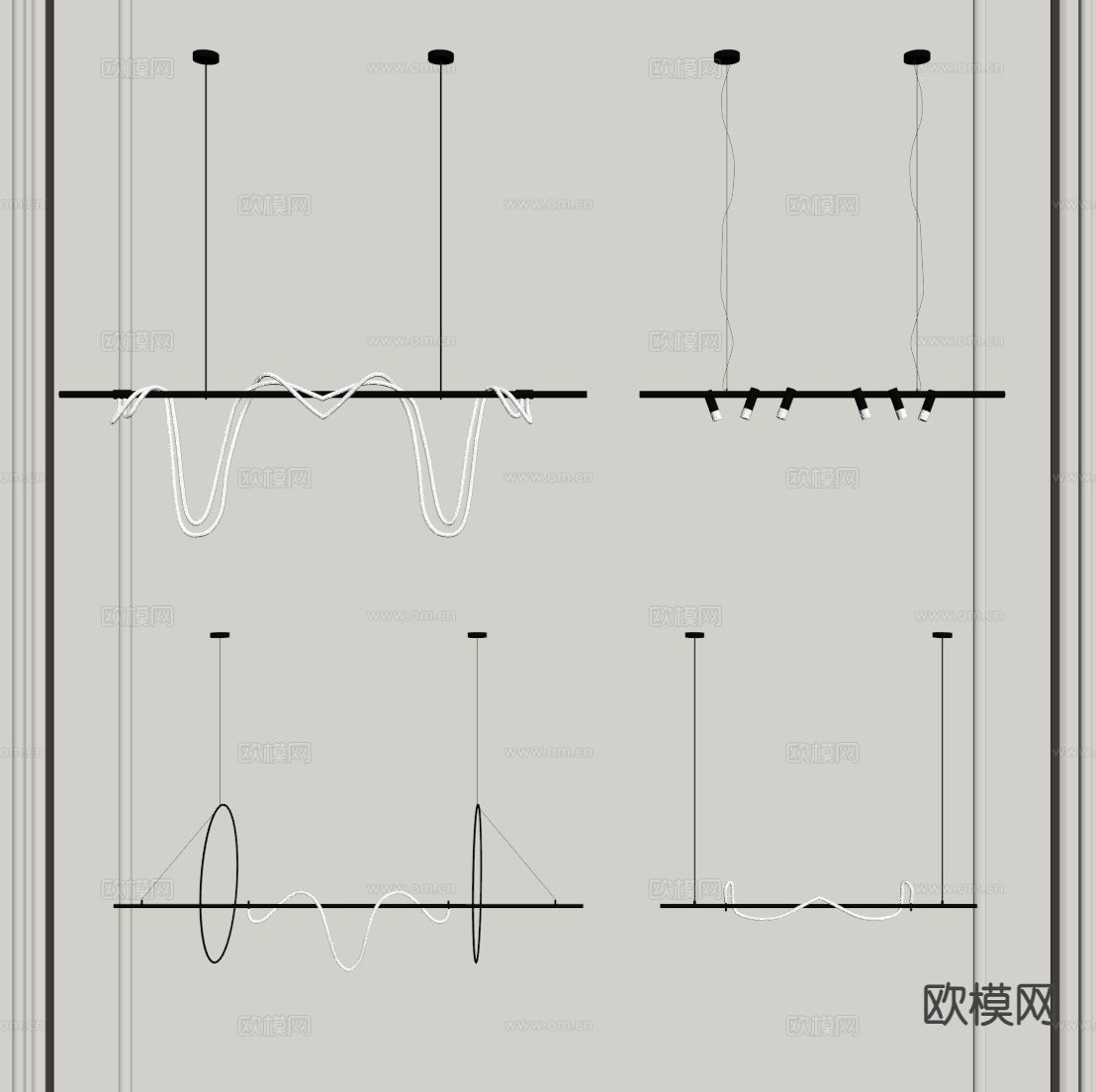 现代吊灯 条形吊灯su模型