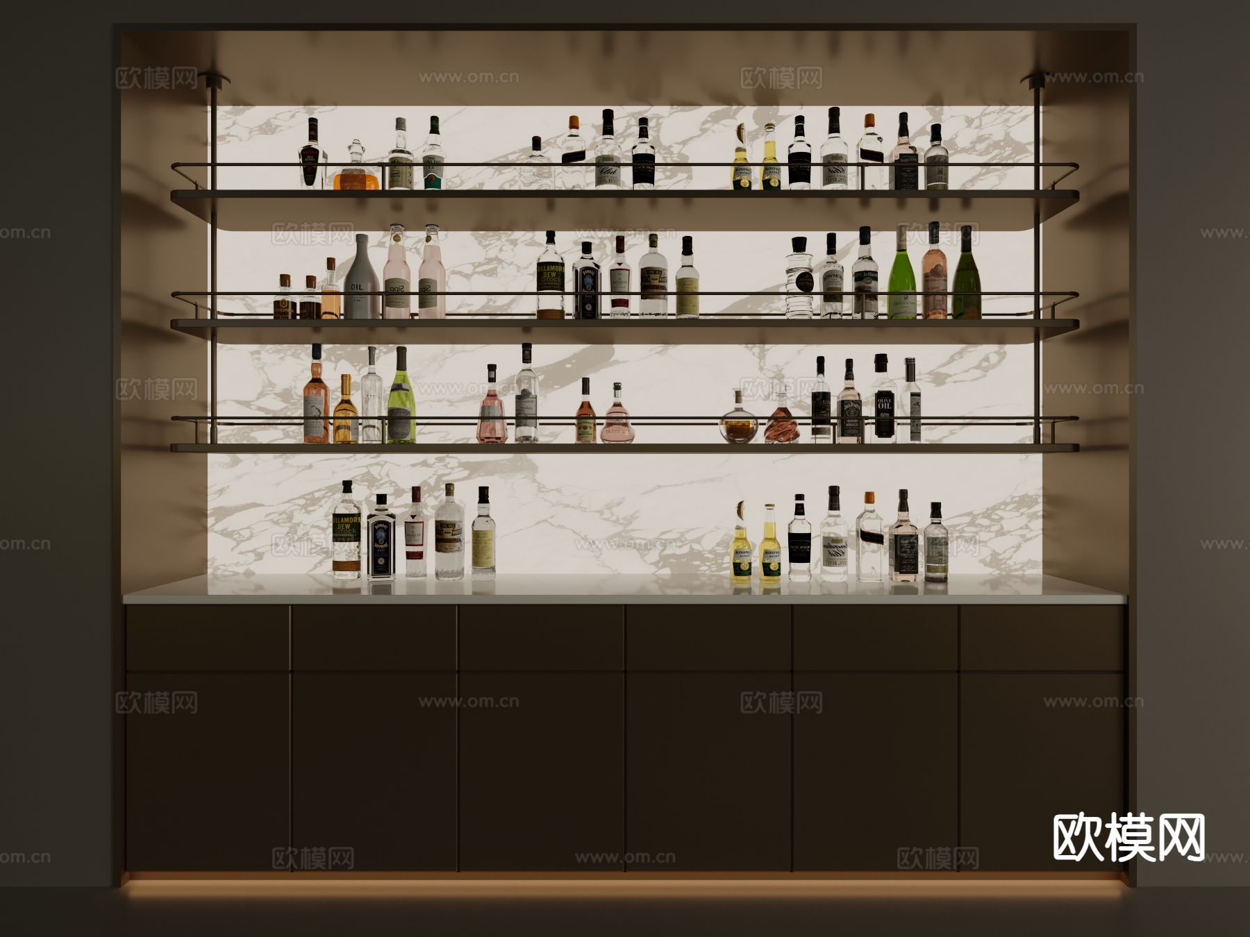 现代酒柜3d模型下载