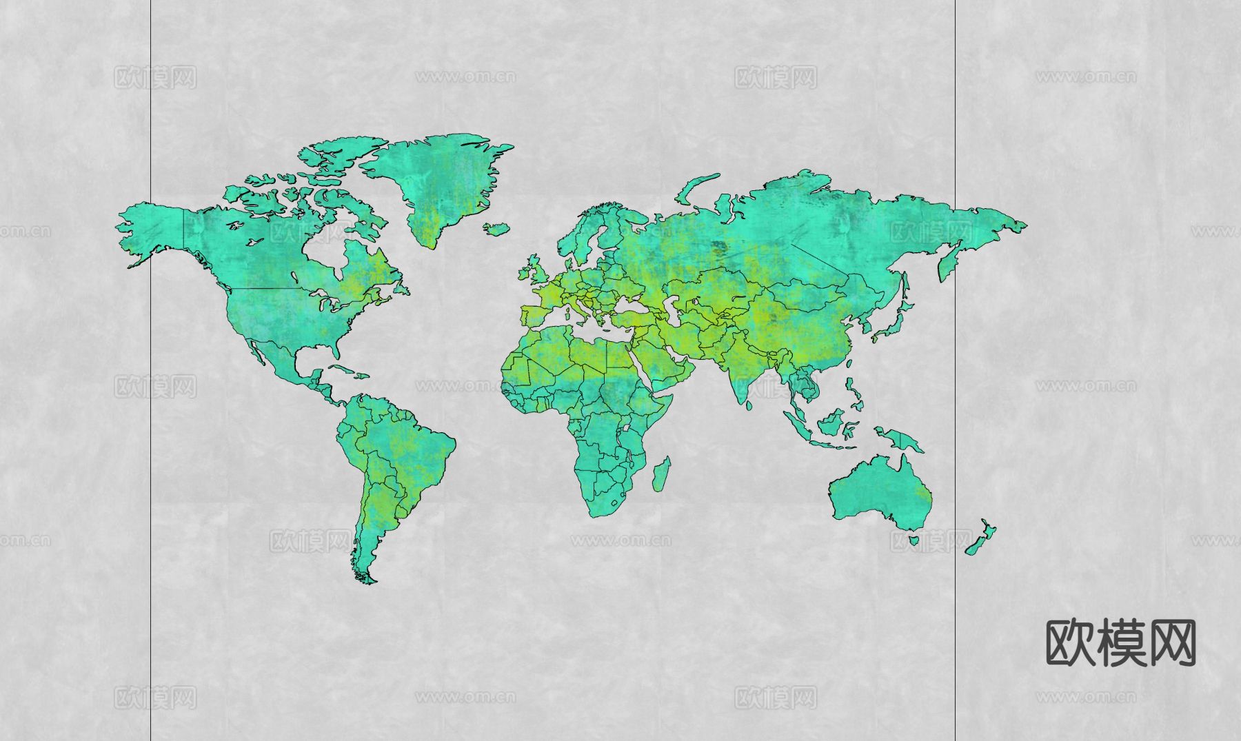 彩色地图 世界地图su模型