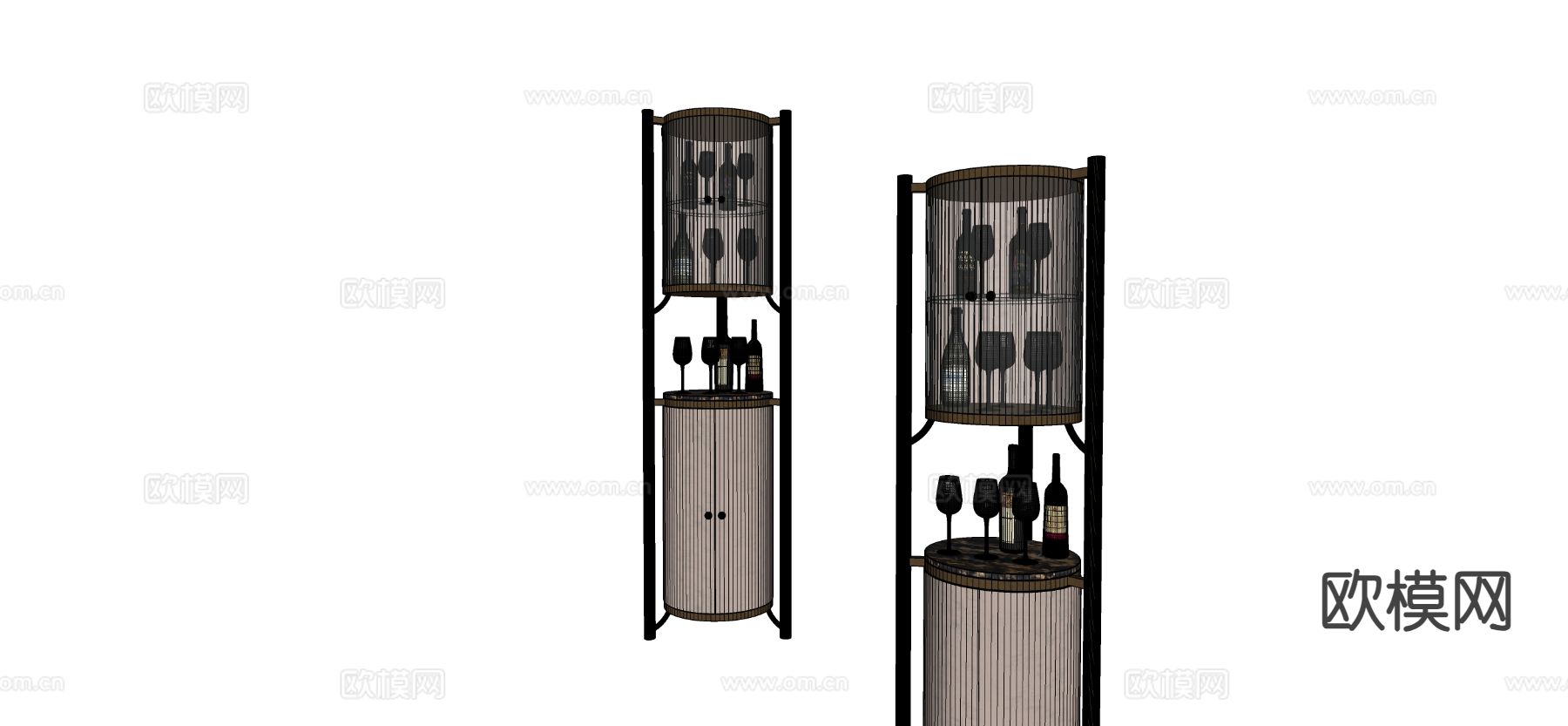 现代酒柜su模型