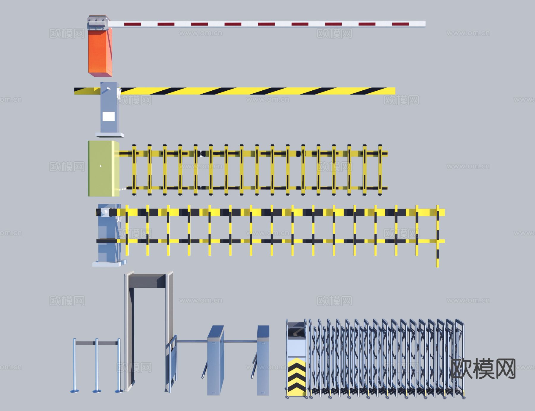 现代车行道闸 闸机 挡车杆3d模型