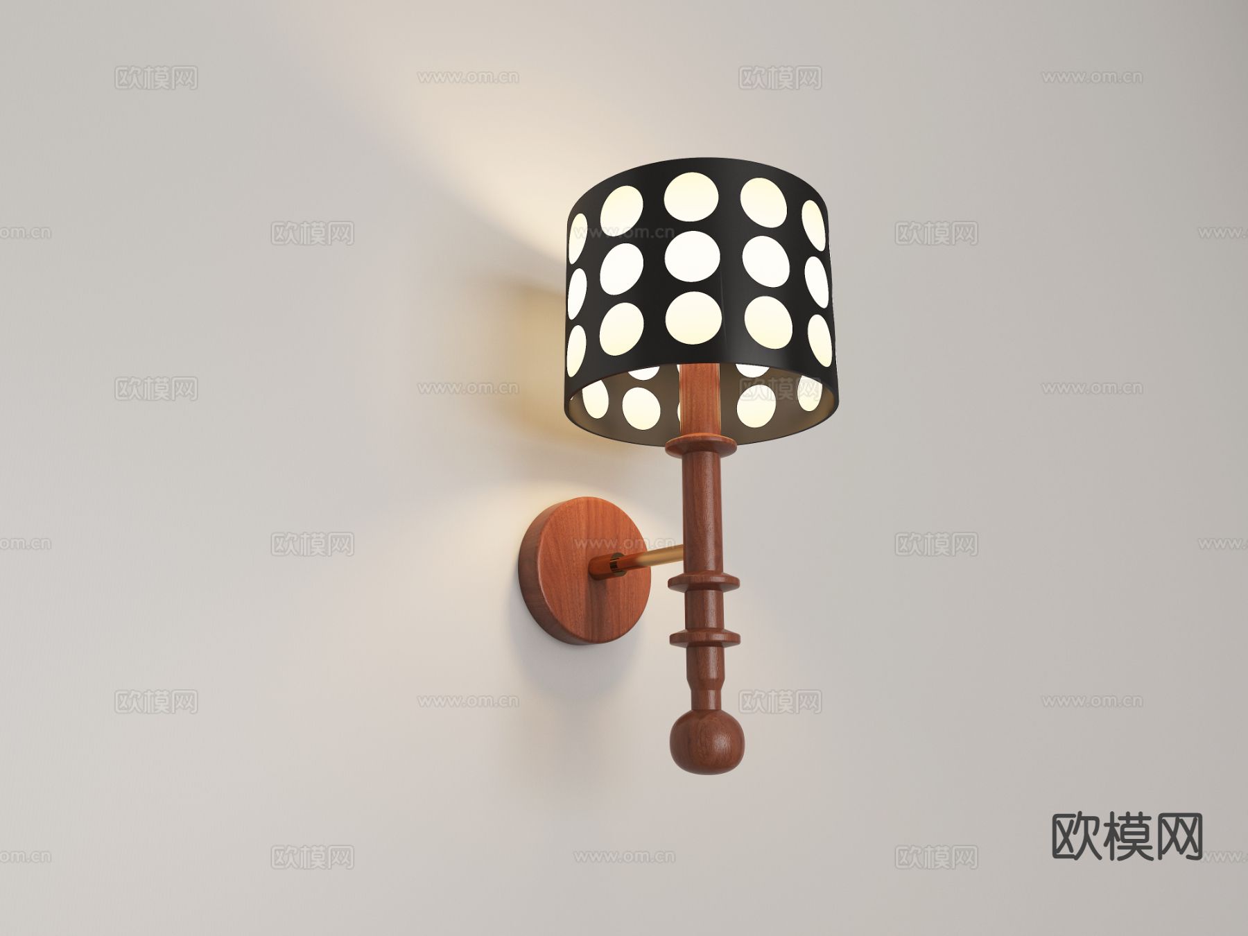 中古风壁灯 复古壁灯3d模型下载（渲染图1）