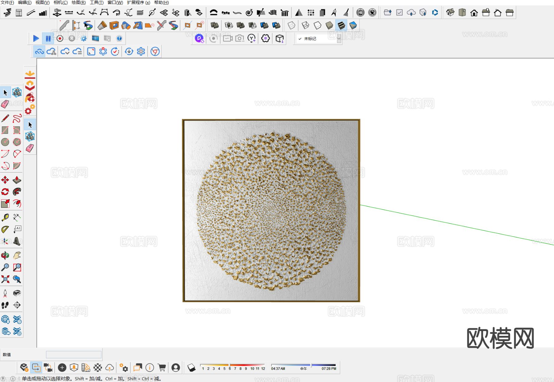 现代轻奢装饰画su模型下载（渲染图1）
