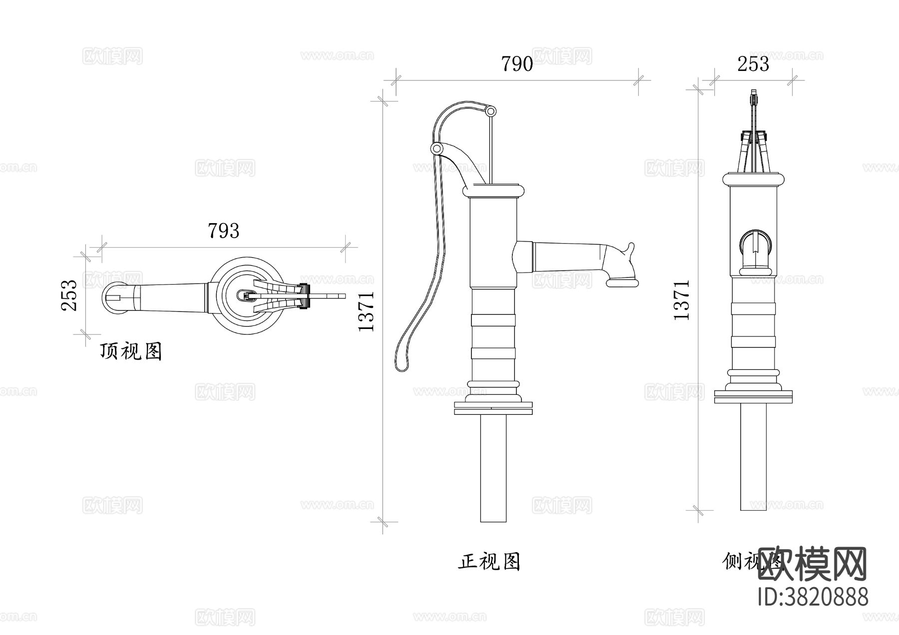 手动泵 手压泵 手动抽水机cad图库