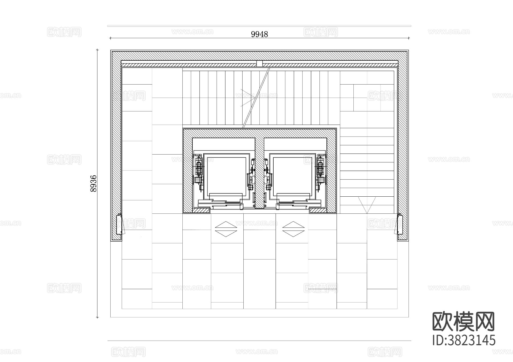 双电梯楼梯布局图 双电梯带楼梯平面图